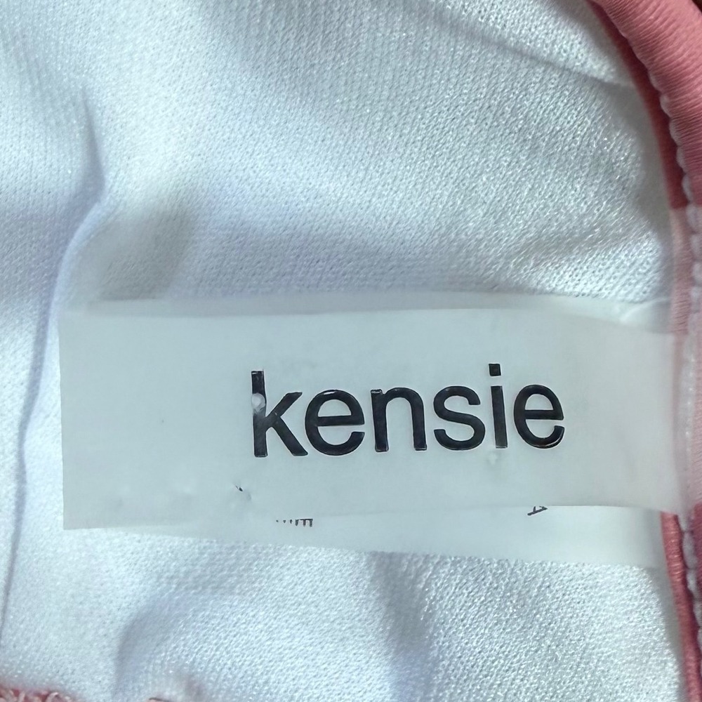 Kensie Pink Green Striped Pineapple Sequin Triangle Bikini Top White Size S - Picture 5 of 7